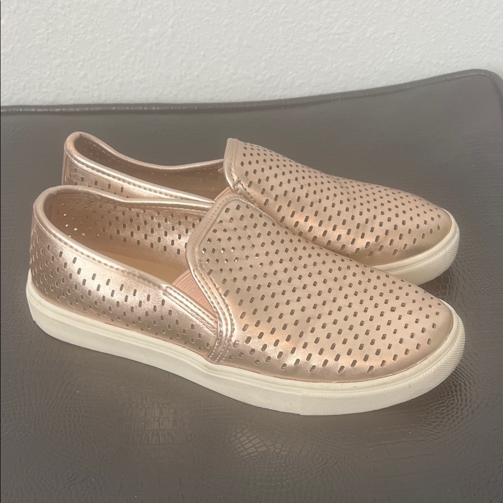 FRANCESCAS Gold Perforated Slip On Sneakers